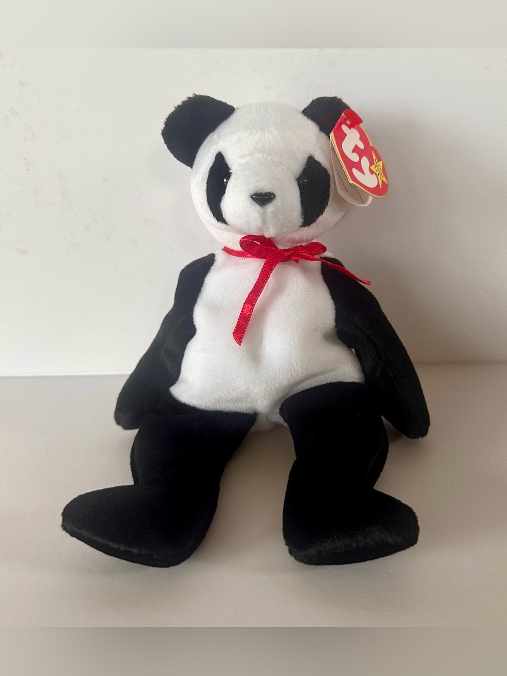 TY Beanie Baby Fortune Panda 1997 Black White Plush Original Tags